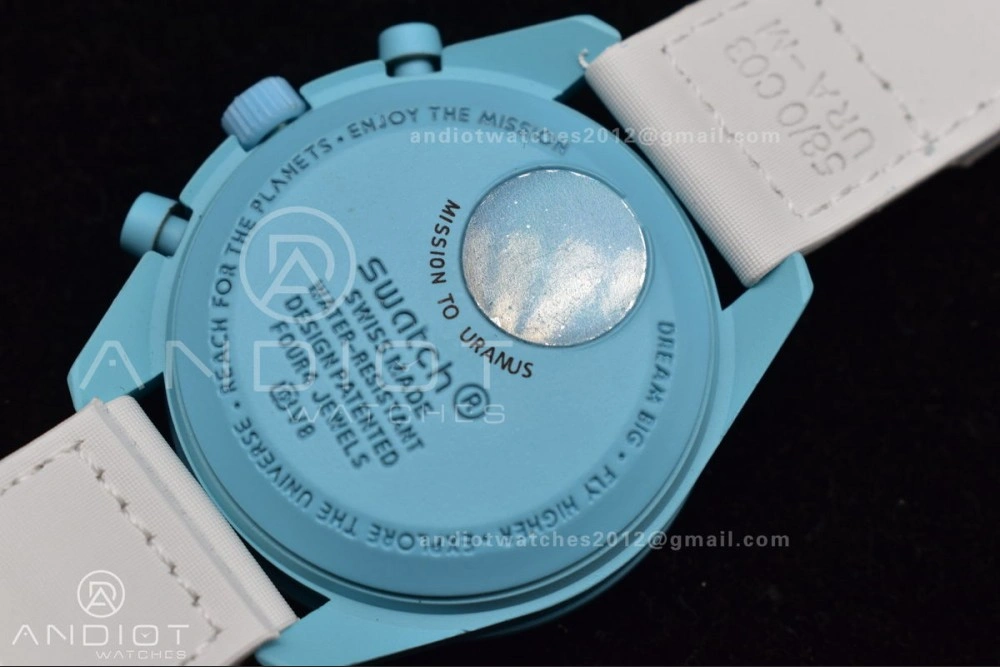 Swatch x Omega Bioceramic Moonwatch Mission to Uranus on Nylon Strap Quartz