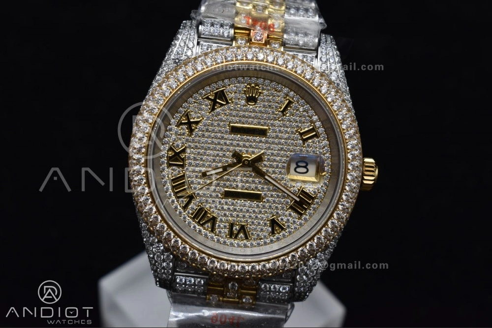 TWD 41mm Best Version Diamond DateJust Roman Dial 2 Tone Yellow Gold