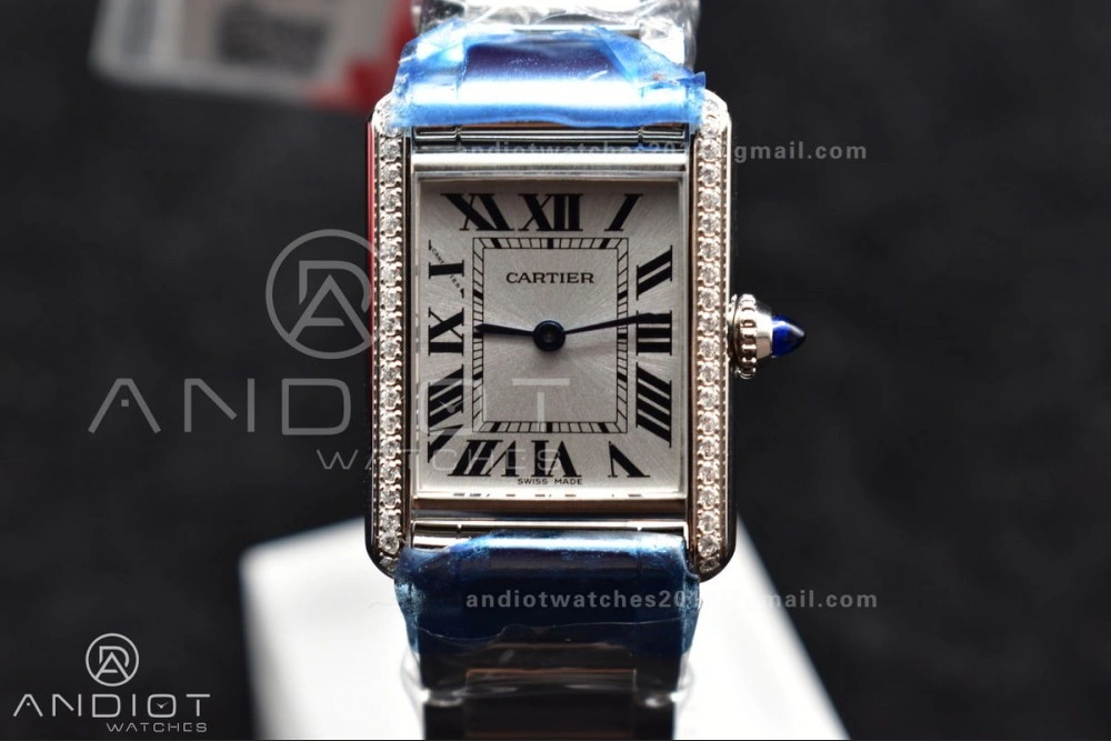 Tank Solo 20.3mm K11F SS White Dial With Diamond Bezel On SS Bracelet Ronda Quartz