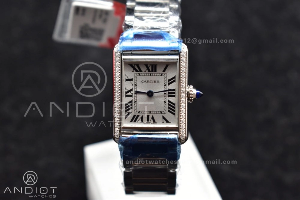 Tank Solo 20.3mm K11F SS White Dial With Diamond Bezel On SS Bracelet Ronda Quartz