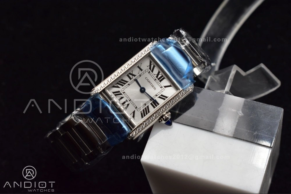 Tank Solo 20.3mm K11F SS White Dial With Diamond Bezel On SS Bracelet Ronda Quartz