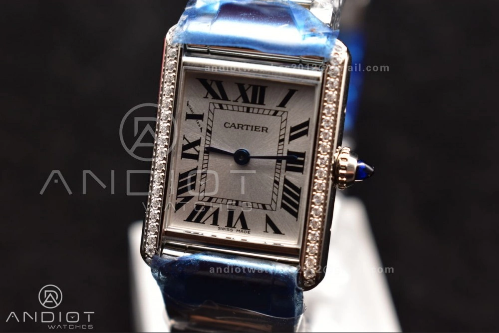 Tank Solo 20.3mm K11F SS White Dial With Diamond Bezel On SS Bracelet Ronda Quartz