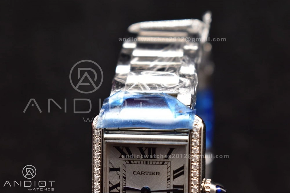 Tank Solo 20.3mm K11F SS White Dial With Diamond Bezel On SS Bracelet Ronda Quartz