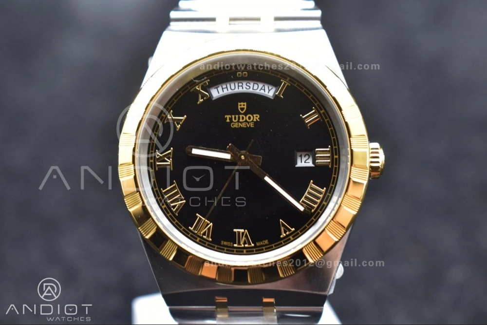 Tudor Royal V7F 1:1 Best Edition Black Dial On YG SS Strap A2836