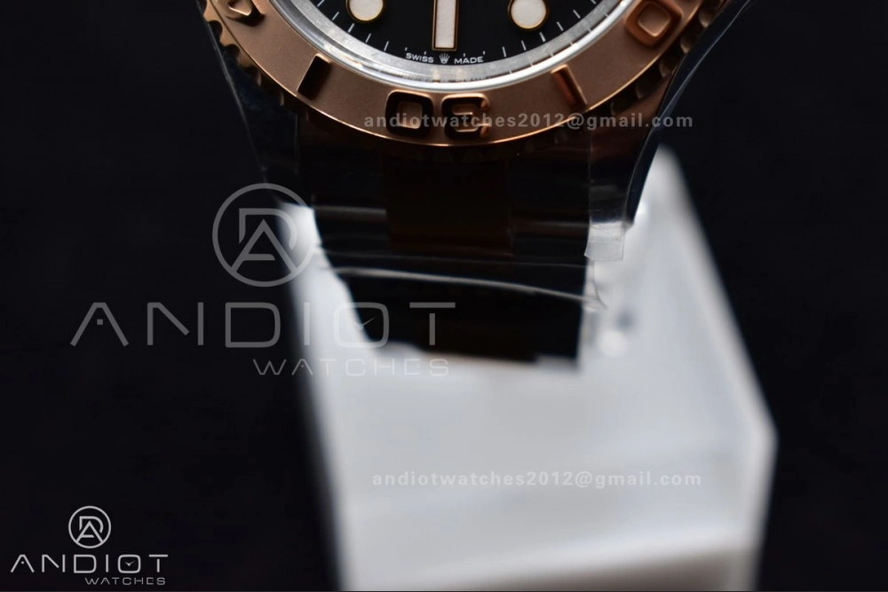 Yacht-Master 126621 Clean 1:1 Best Edition Rose Gold Plated 904L Steel Black Dial On SS Bracelet VR3235