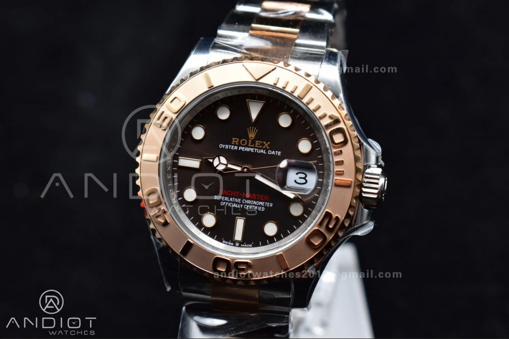 Yacht-Master 126621 Clean 1:1 Best Edition Rose Gold Plated 904L Steel Brown Dial On SS Bracelet VR3235