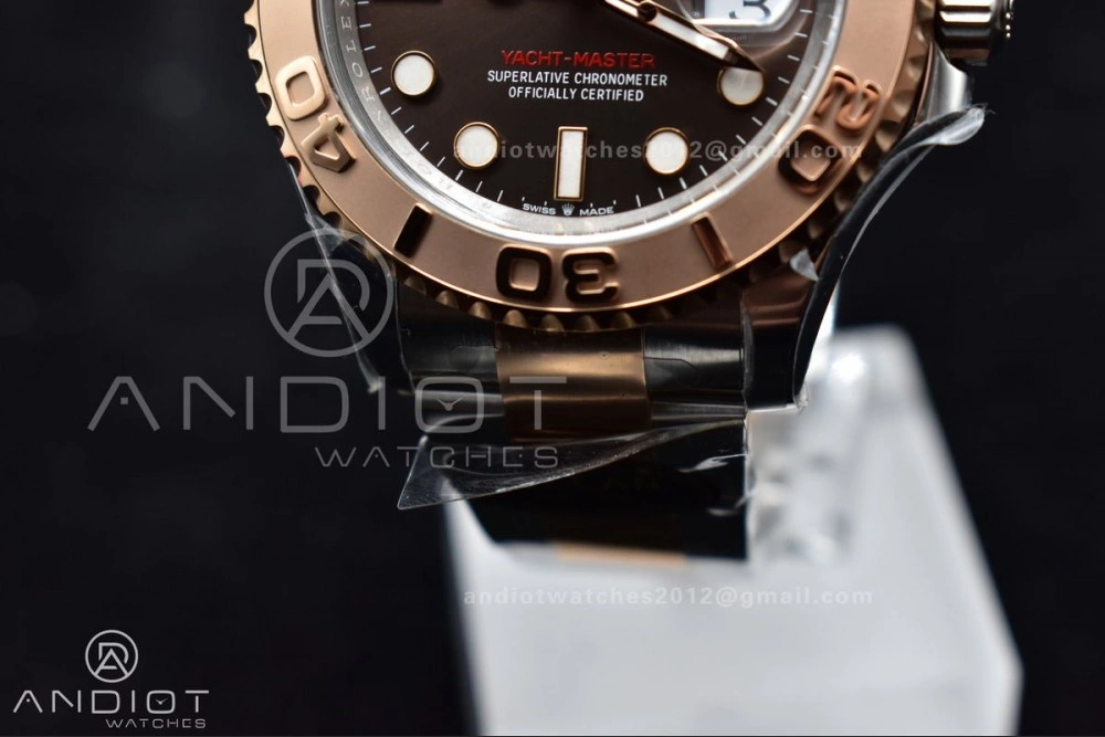 Yacht-Master 126621 Clean 1:1 Best Edition Rose Gold Plated 904L Steel Brown Dial On SS Bracelet VR3235