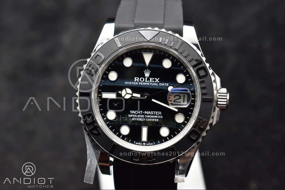 Yacht-Master 42mm 226659 Gold Factory 1:1 Best Edition Ceramic Bezel Falcon's Eye Dial on Oyster flex Strap VR3235 (Tungsten Heavy Version)