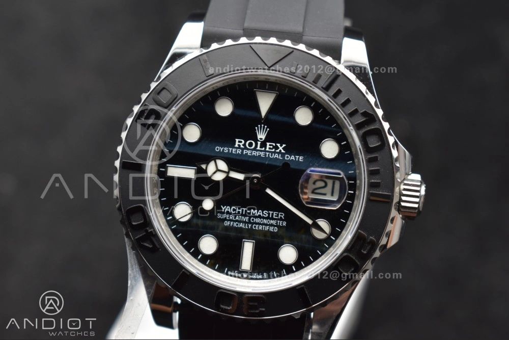 Yacht-Master 42mm 226659 Gold Factory 1:1 Best Edition Ceramic Bezel Falcon's Eye Dial on Oyster flex Strap VR3235 (Tungsten Heavy Version)