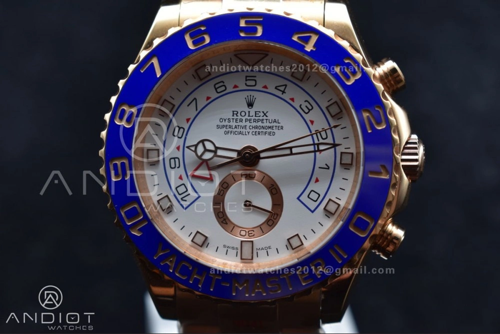 YachtMaster II 116685 RG Blue Ceramic GMF 1:1 Best Edition on RG Bracelet A7750