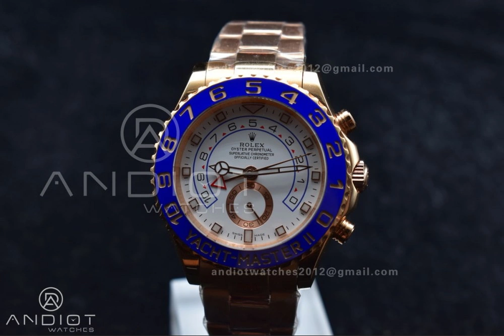 YachtMaster II 116685 RG Blue Ceramic GMF 1:1 Best Edition on RG Bracelet A7750