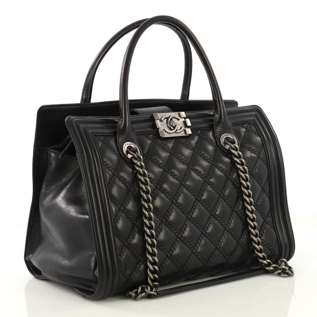Boy Double Stitch Calf Leather Tote Bag - Image 3