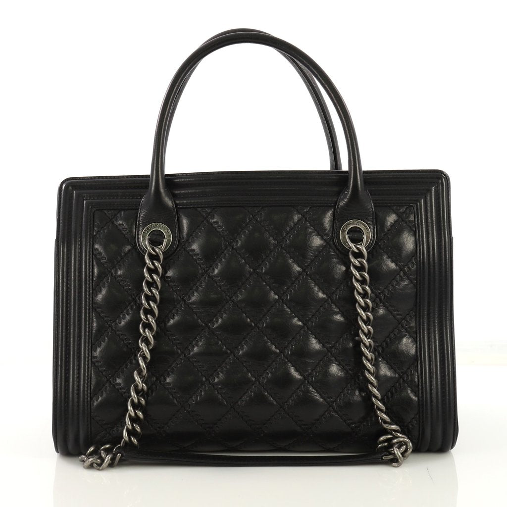Boy Double Stitch Calf Leather Tote Bag - Image 4