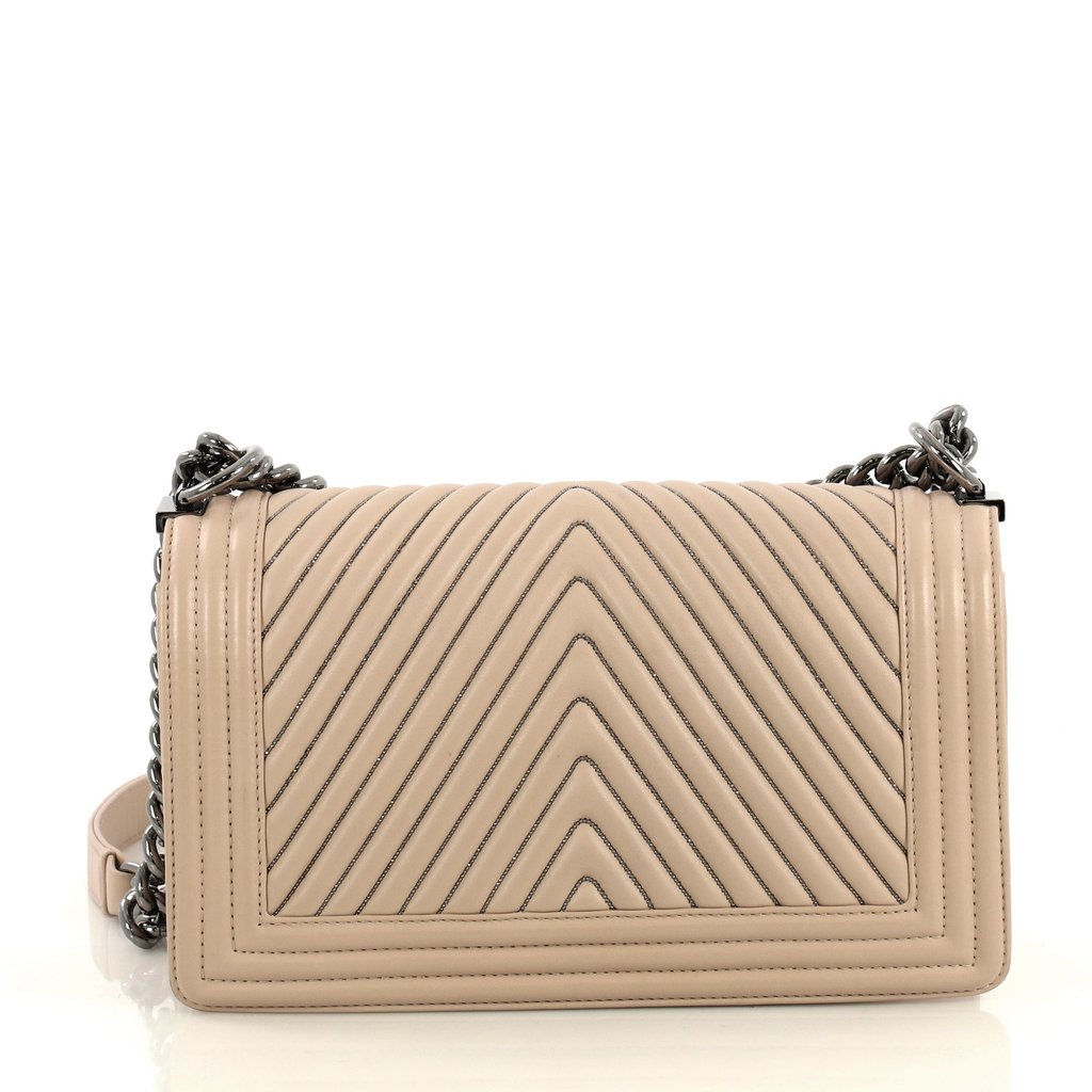Boy Flap Old Medium Chevron Calf Leather Bag - Image 4