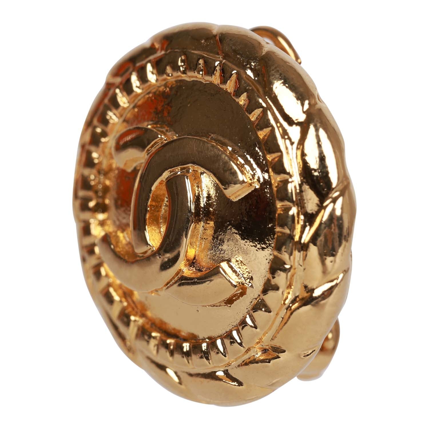 Vintage Chanel Gold Tone CC Stud Earrings - Image 3