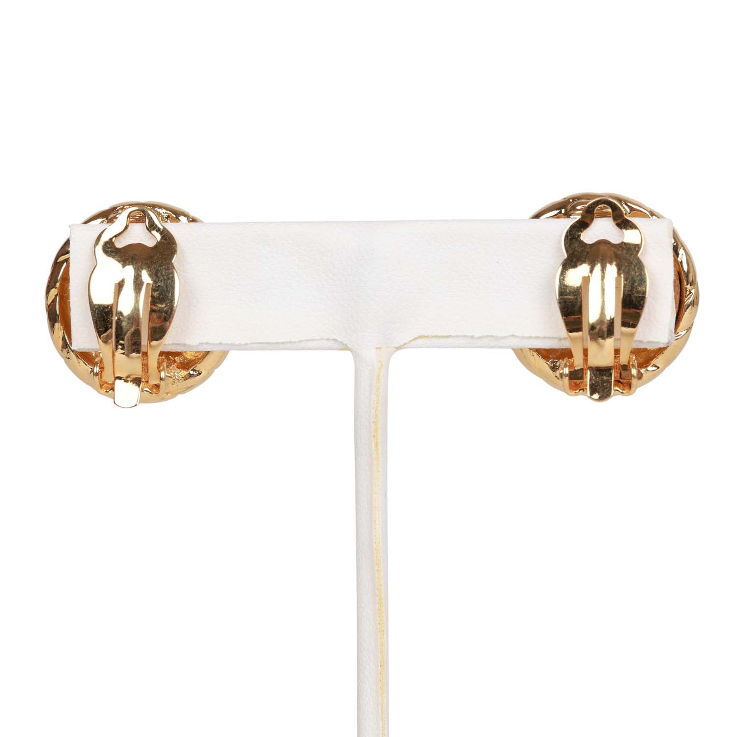 Vintage Chanel Gold Tone CC Stud Earrings - Image 4