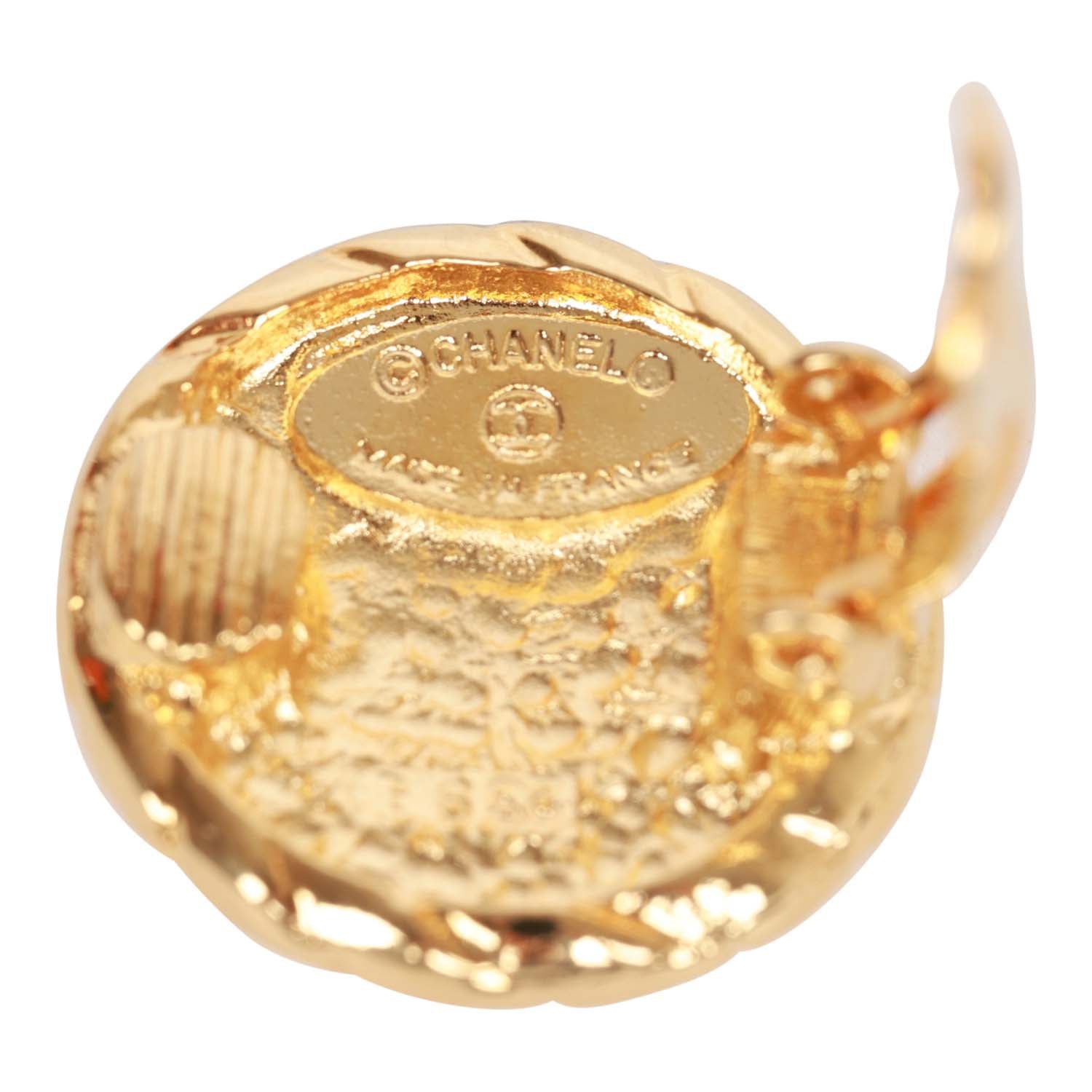 Vintage Chanel Gold Tone CC Stud Earrings - Image 5