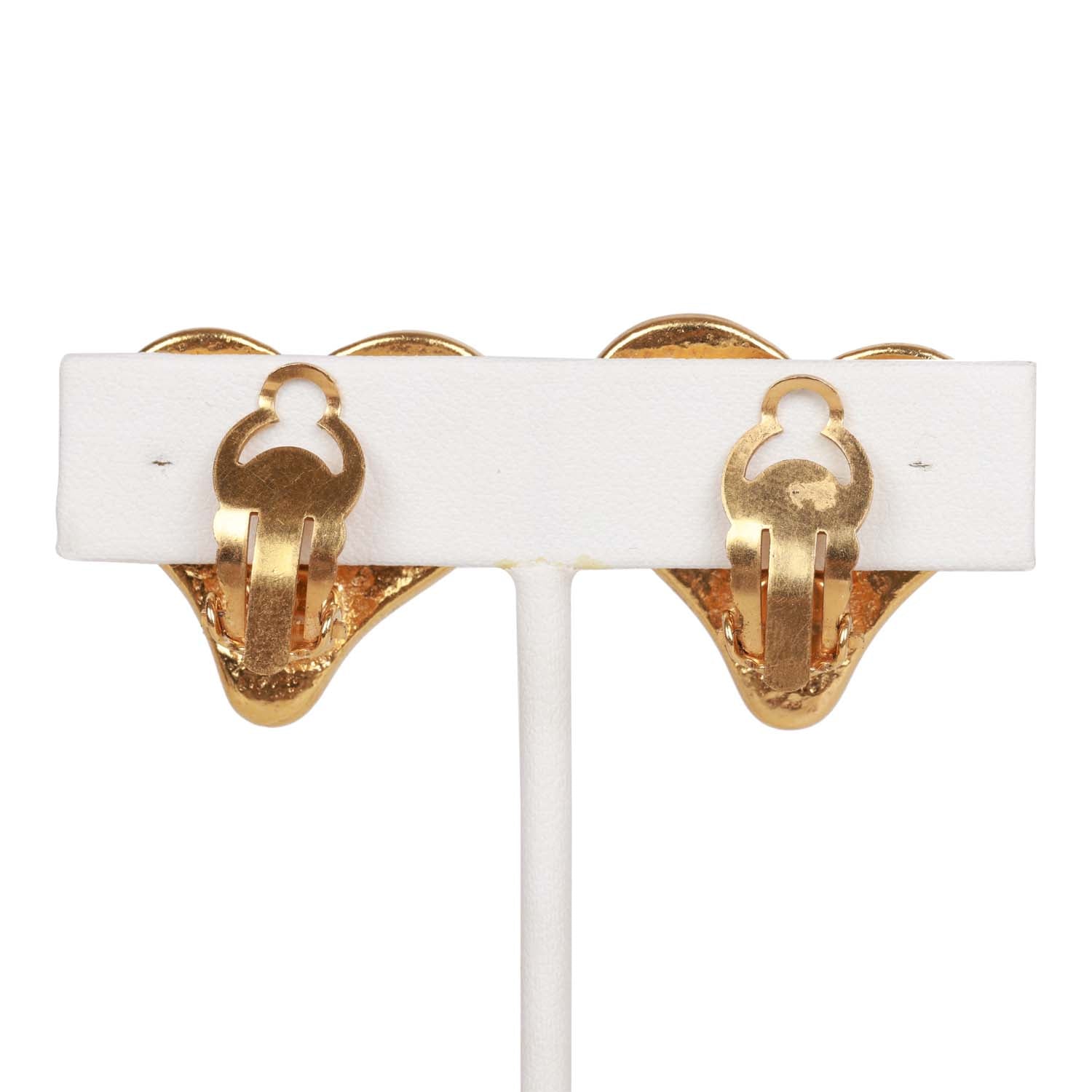 Vintage Chanel Blue CC Logo Gripoix Heart Earrings - Image 4