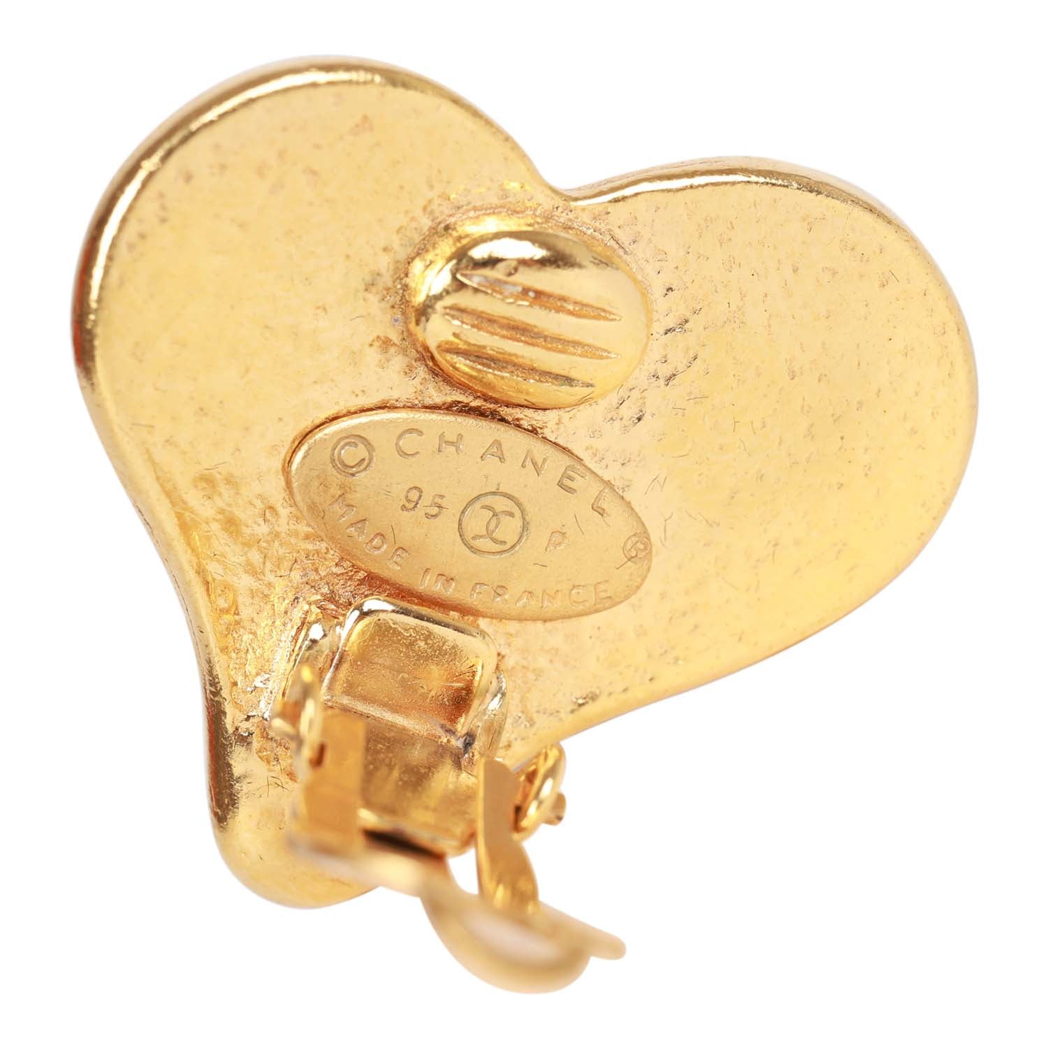 Vintage Chanel Blue CC Logo Gripoix Heart Earrings - Image 5