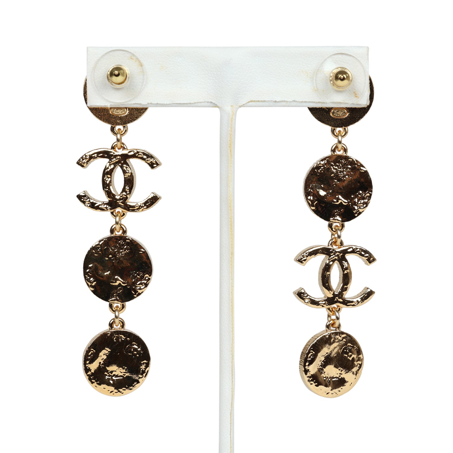 Chanel Round Dangle CC Earrings Black Enamel & Gold Metal - Image 4
