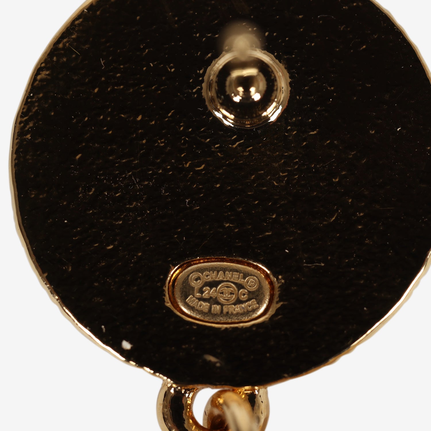Chanel Round Dangle CC Earrings Black Enamel & Gold Metal - Image 5