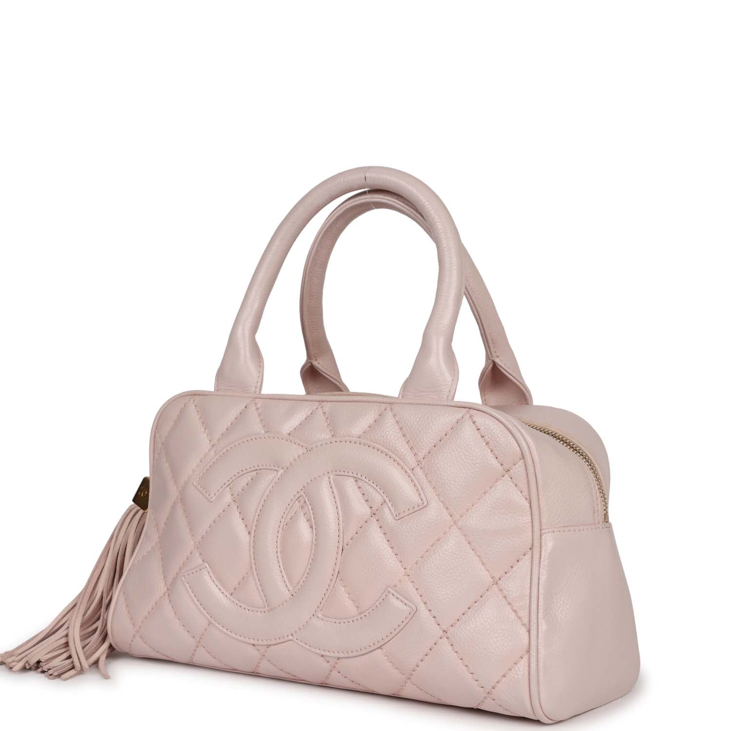 Vintage Chanel Timeless Bowler Light Pink Caviar Gold Hardware - Image 5