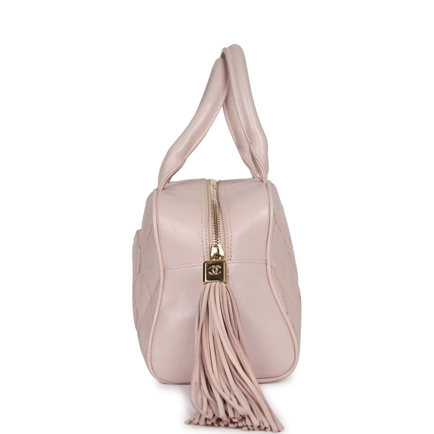Vintage Chanel Timeless Bowler Light Pink Caviar Gold Hardware - Image 3