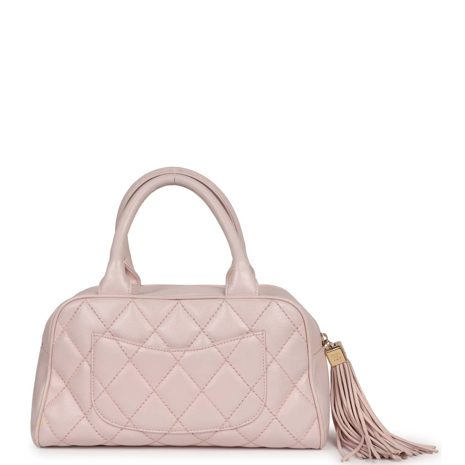 Vintage Chanel Timeless Bowler Light Pink Caviar Gold Hardware - Image 4