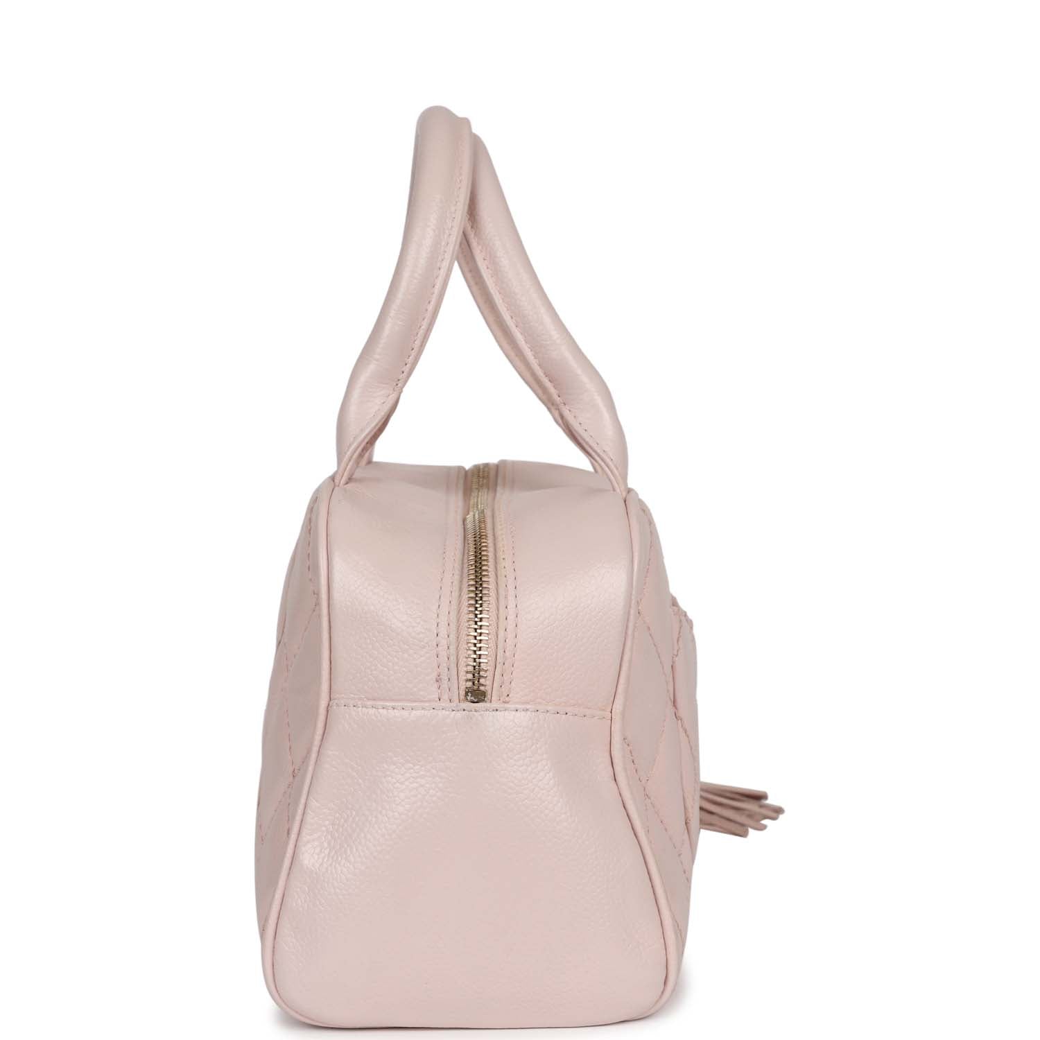Vintage Chanel Timeless Bowler Light Pink Caviar Gold Hardware - Image 6