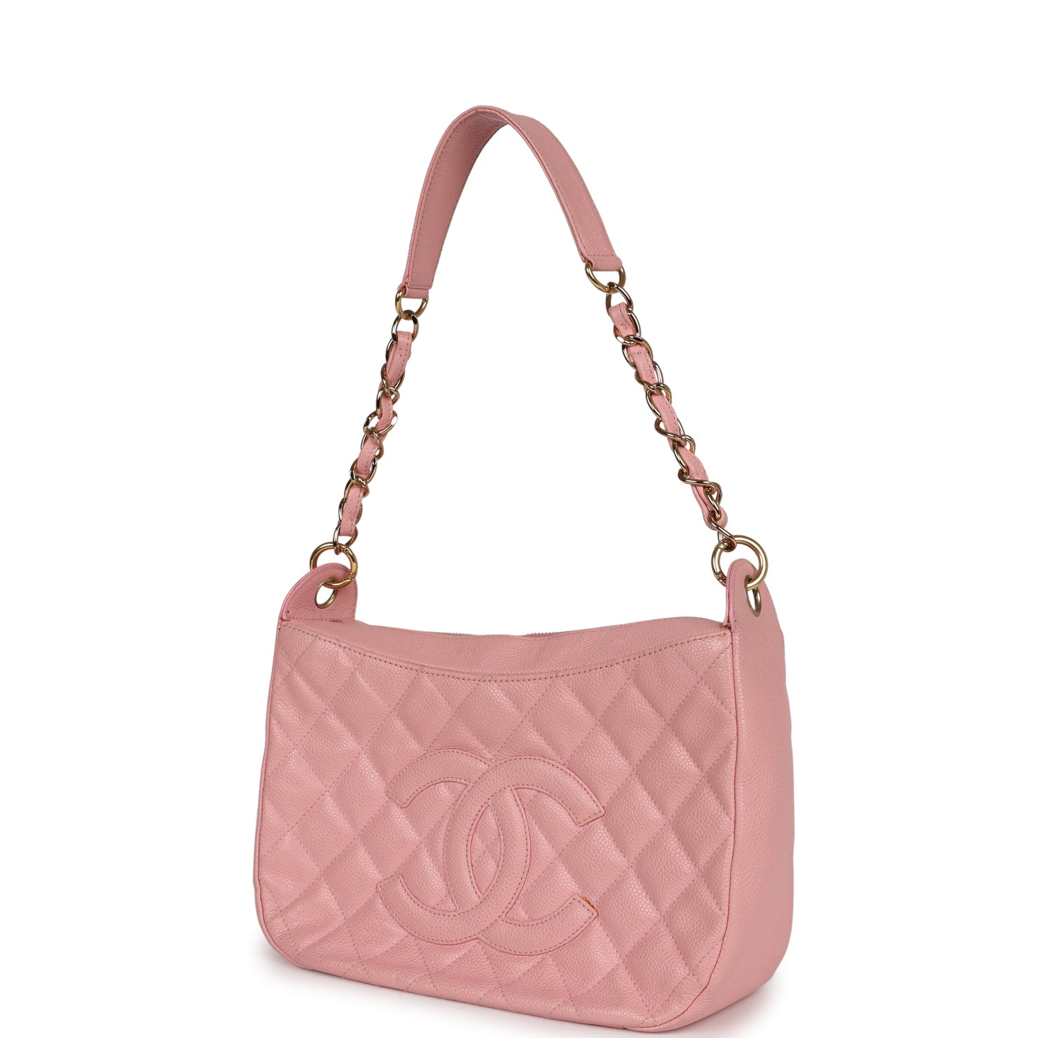 Vintage Chanel Timeless Hobo Bag Pink Caviar Gold Hardware - Image 5