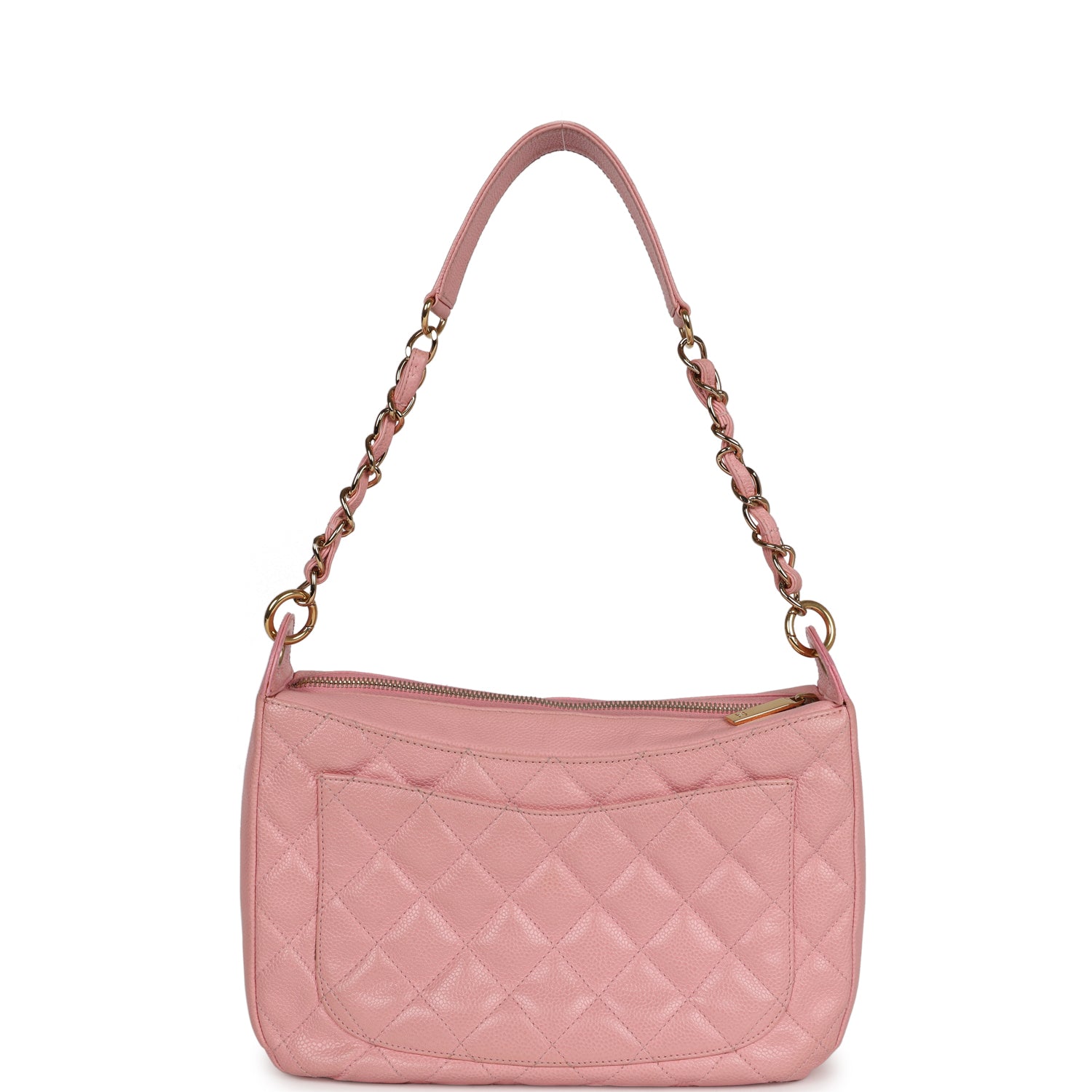 Vintage Chanel Timeless Hobo Bag Pink Caviar Gold Hardware - Image 4