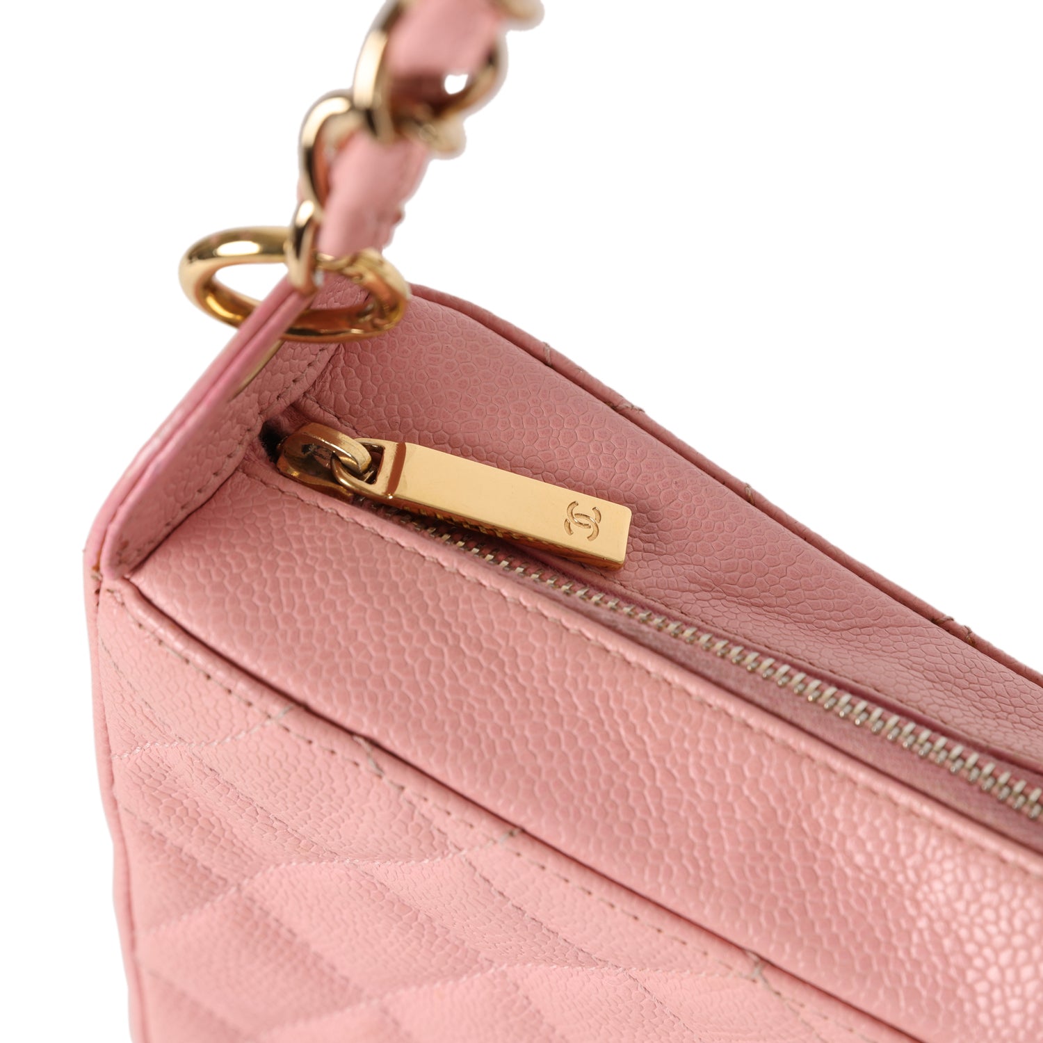 Vintage Chanel Timeless Hobo Bag Pink Caviar Gold Hardware - Image 6