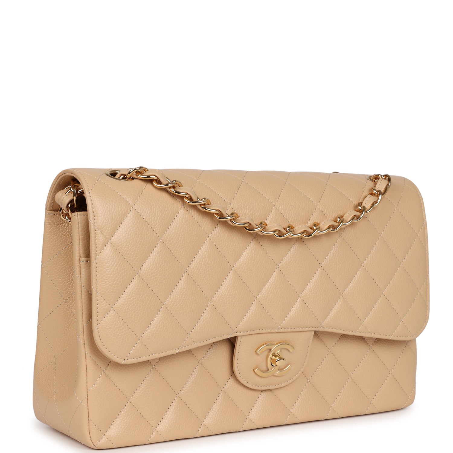 Chanel Jumbo Classic Double Flap Bag Beige Caviar Gold Hardware - Image 2