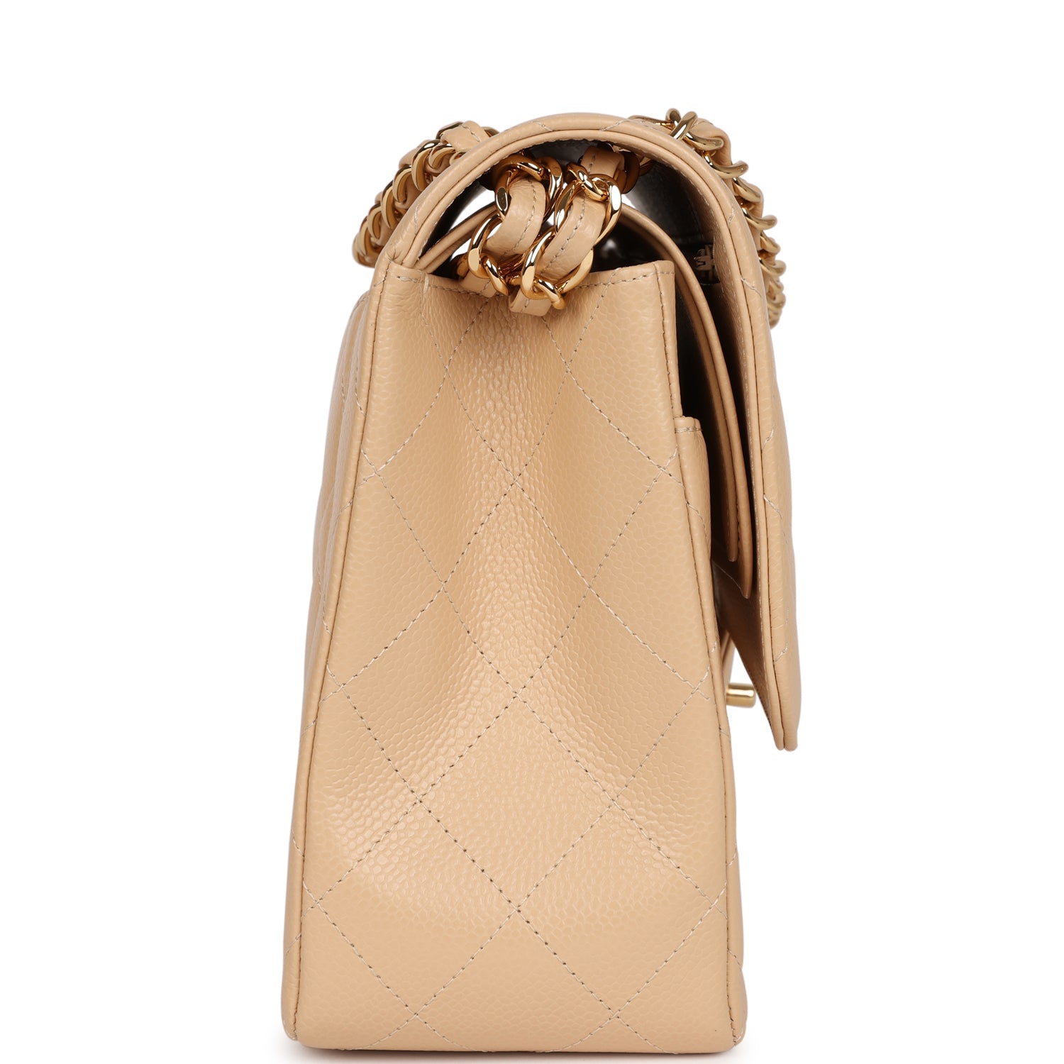 Chanel Jumbo Classic Double Flap Bag Beige Caviar Gold Hardware - Image 4