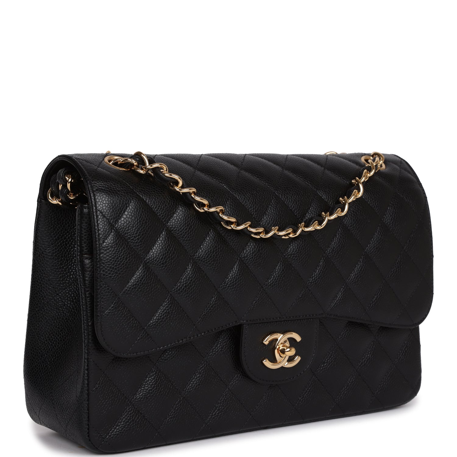 Chanel Jumbo Classic Double Flap Bag Black Caviar Gold Hardware - Image 2
