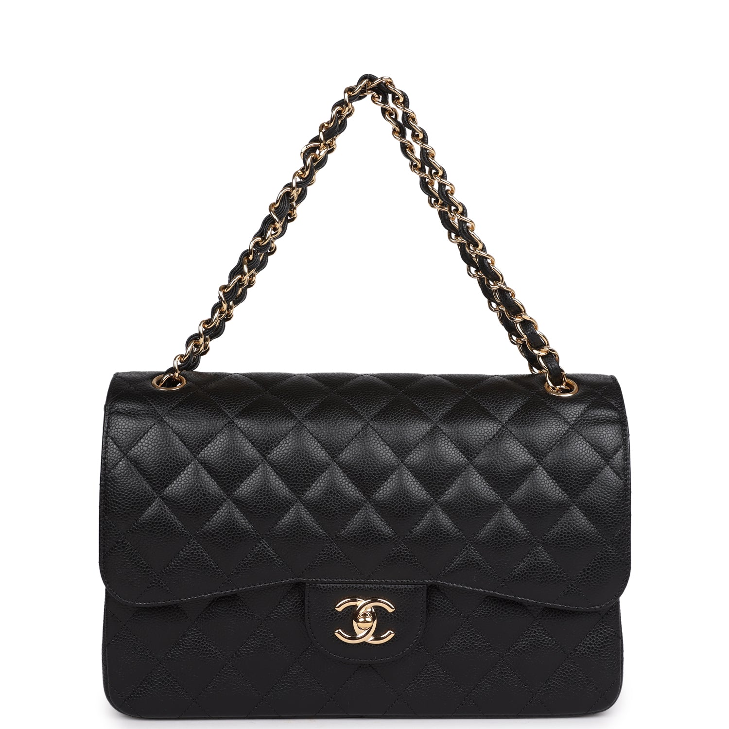 Chanel Jumbo Classic Double Flap Bag Black Caviar Gold Hardware - Image 7