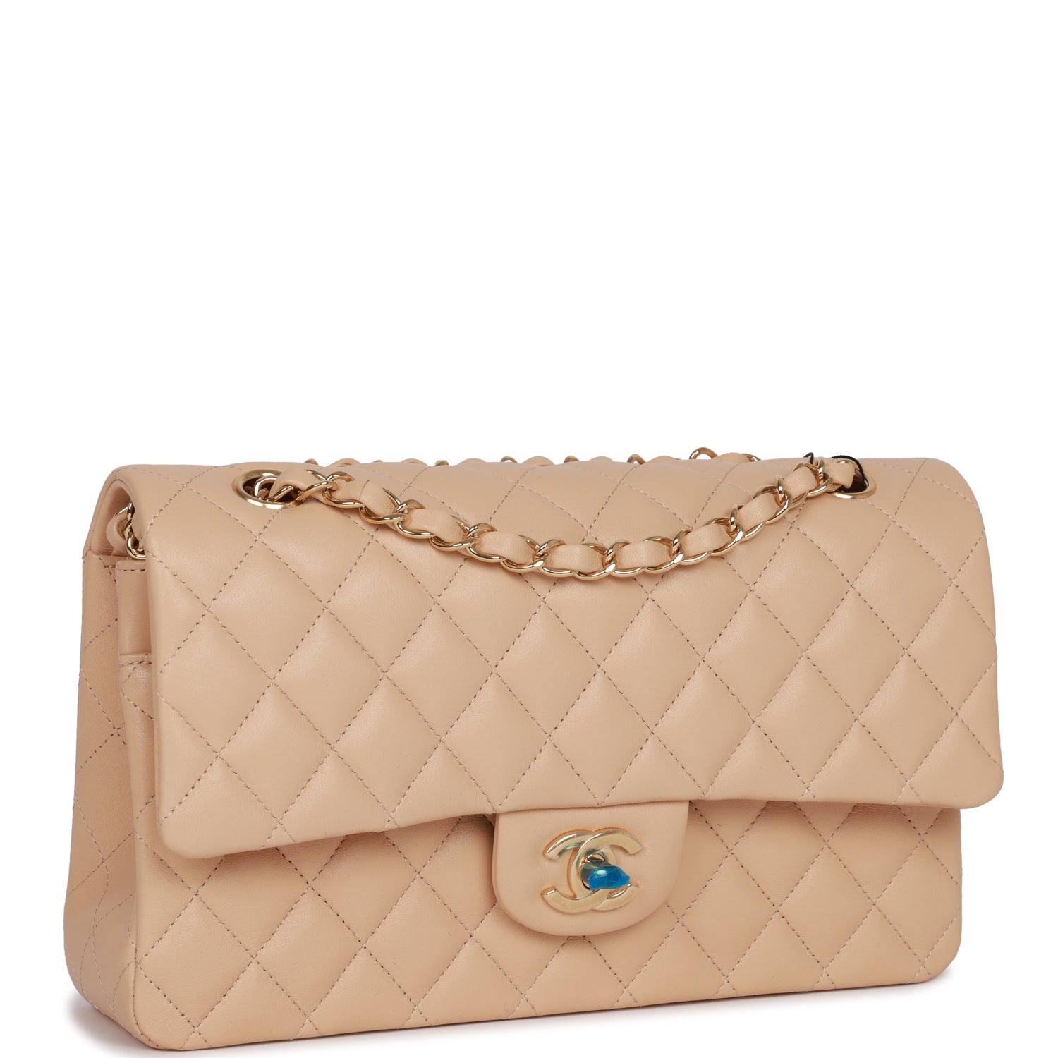 Chanel Medium Classic Double Flap Bag Beige Lambskin Light Gold Hardware - Image 2