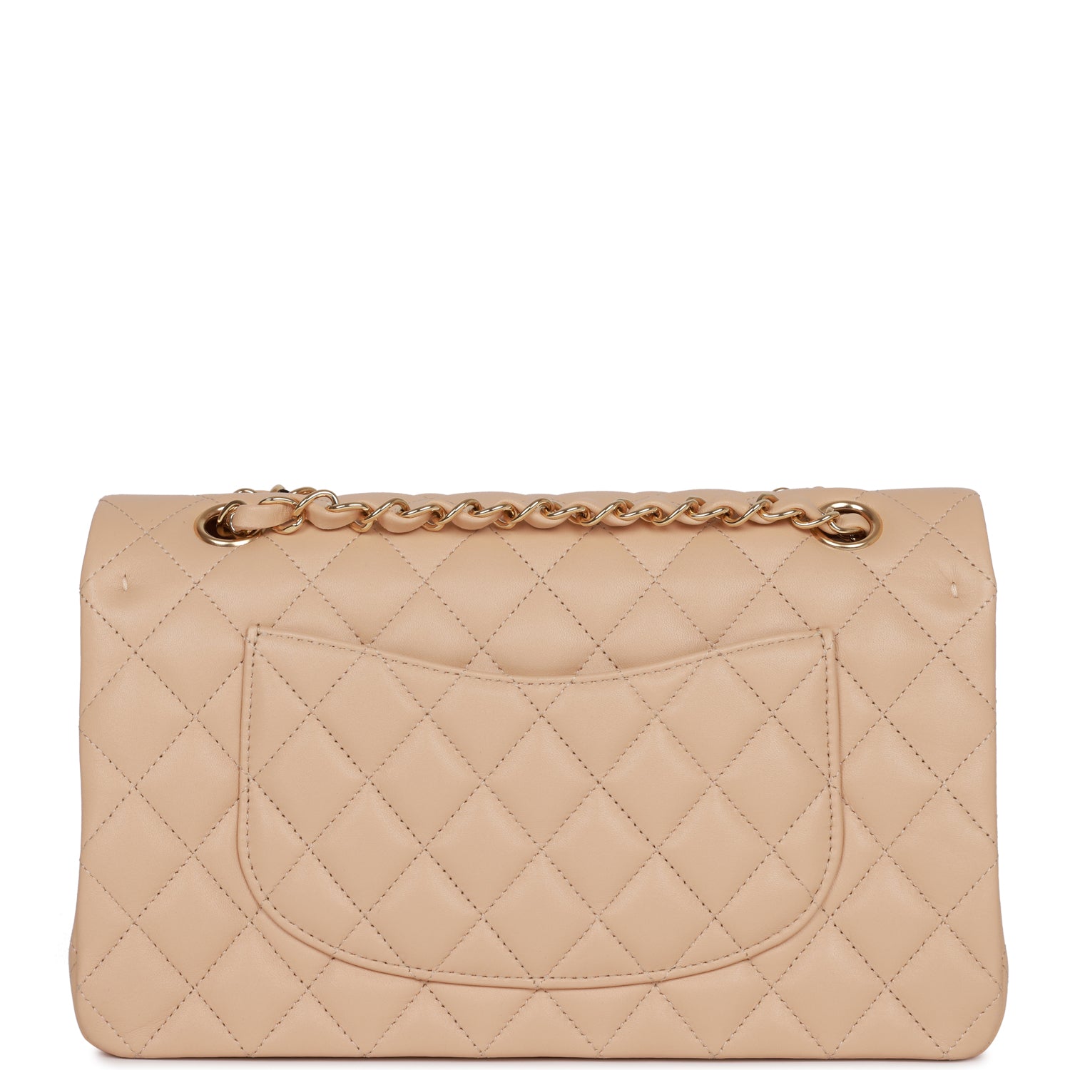 Chanel Medium Classic Double Flap Bag Beige Lambskin Light Gold Hardware - Image 4