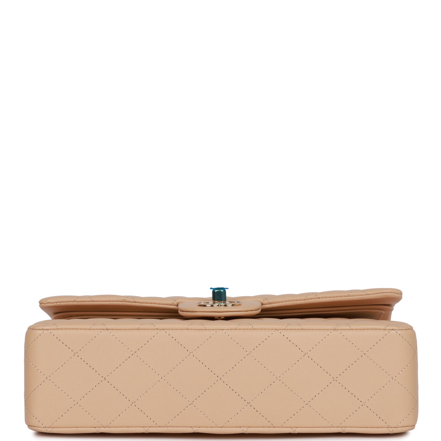 Chanel Medium Classic Double Flap Bag Beige Lambskin Light Gold Hardware - Image 6