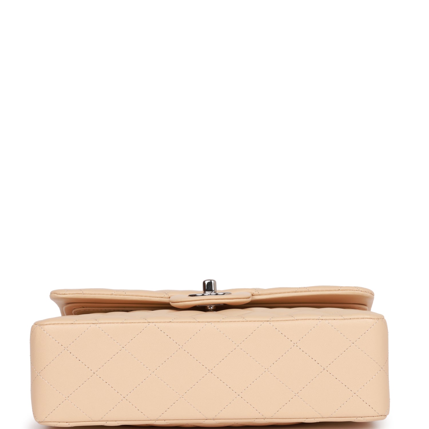Chanel Small Classic Double Flap Beige Lambskin Silver Hardware - Image 6