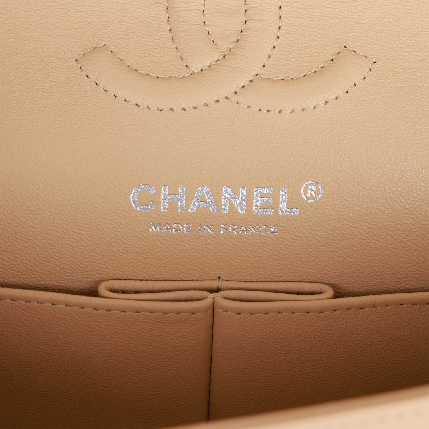 Chanel Small Classic Double Flap Beige Lambskin Silver Hardware - Image 9