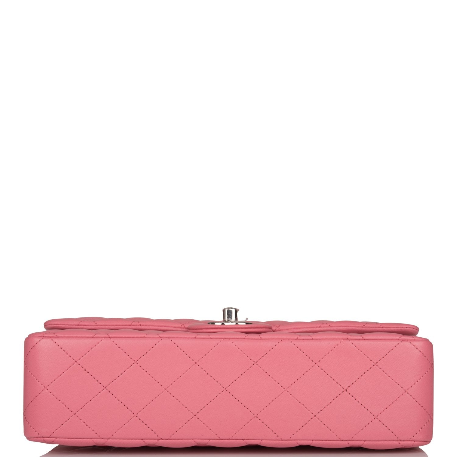 Chanel Medium Classic Double Flap Bag Rose Quilted Lambskin Silver Hardware - Image 6