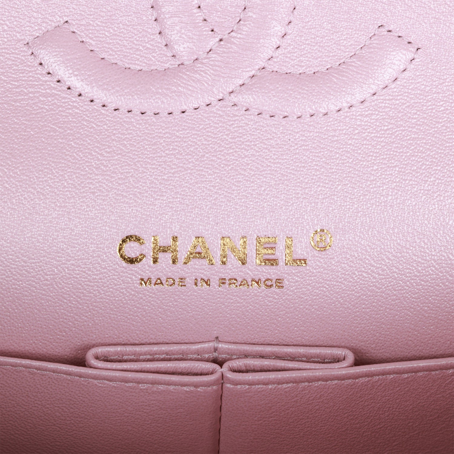 Chanel Medium Classic Double Flap Bag Pink Iridescent Lambskin Light Gold Hardware - Image 6