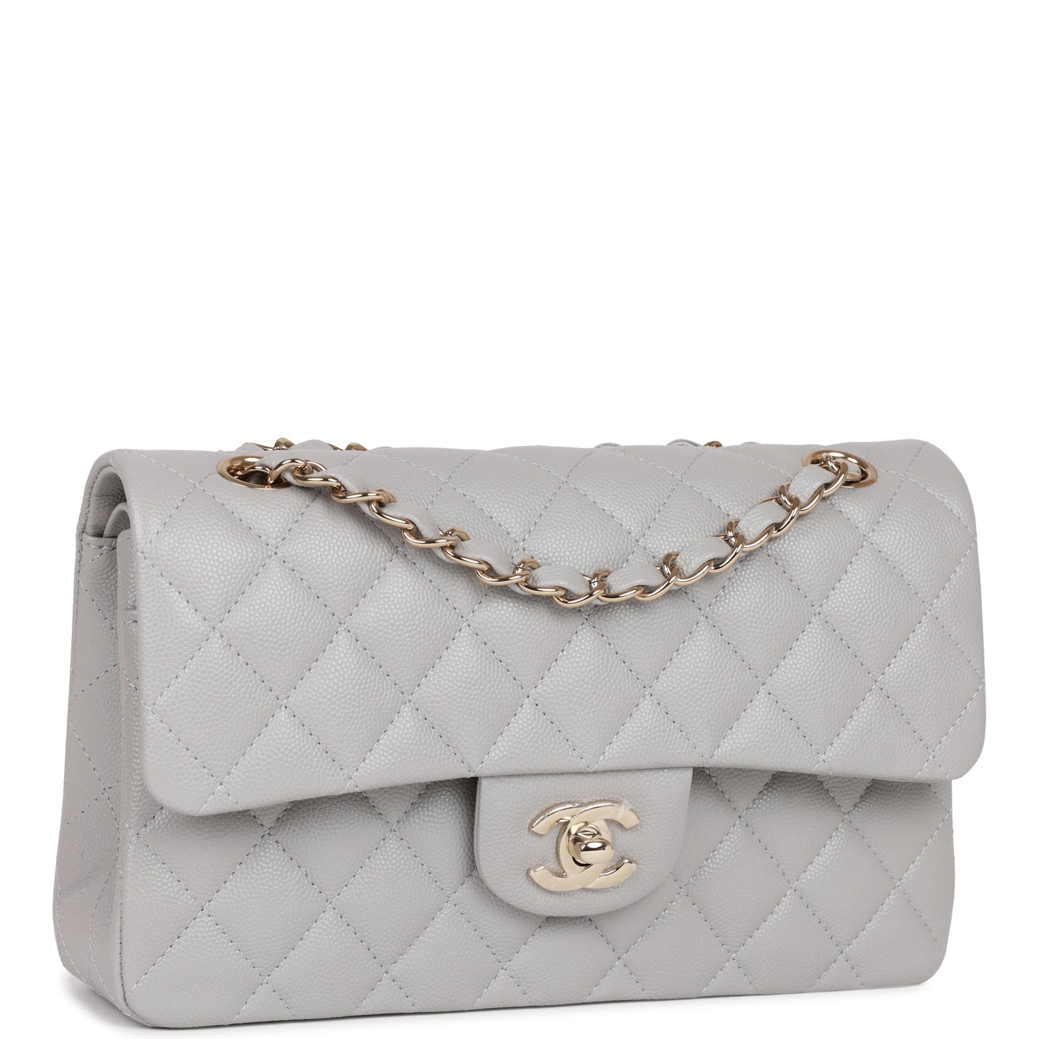 Chanel Small Classic Double Flap Grey Caviar Light Gold Hardware - Image 2