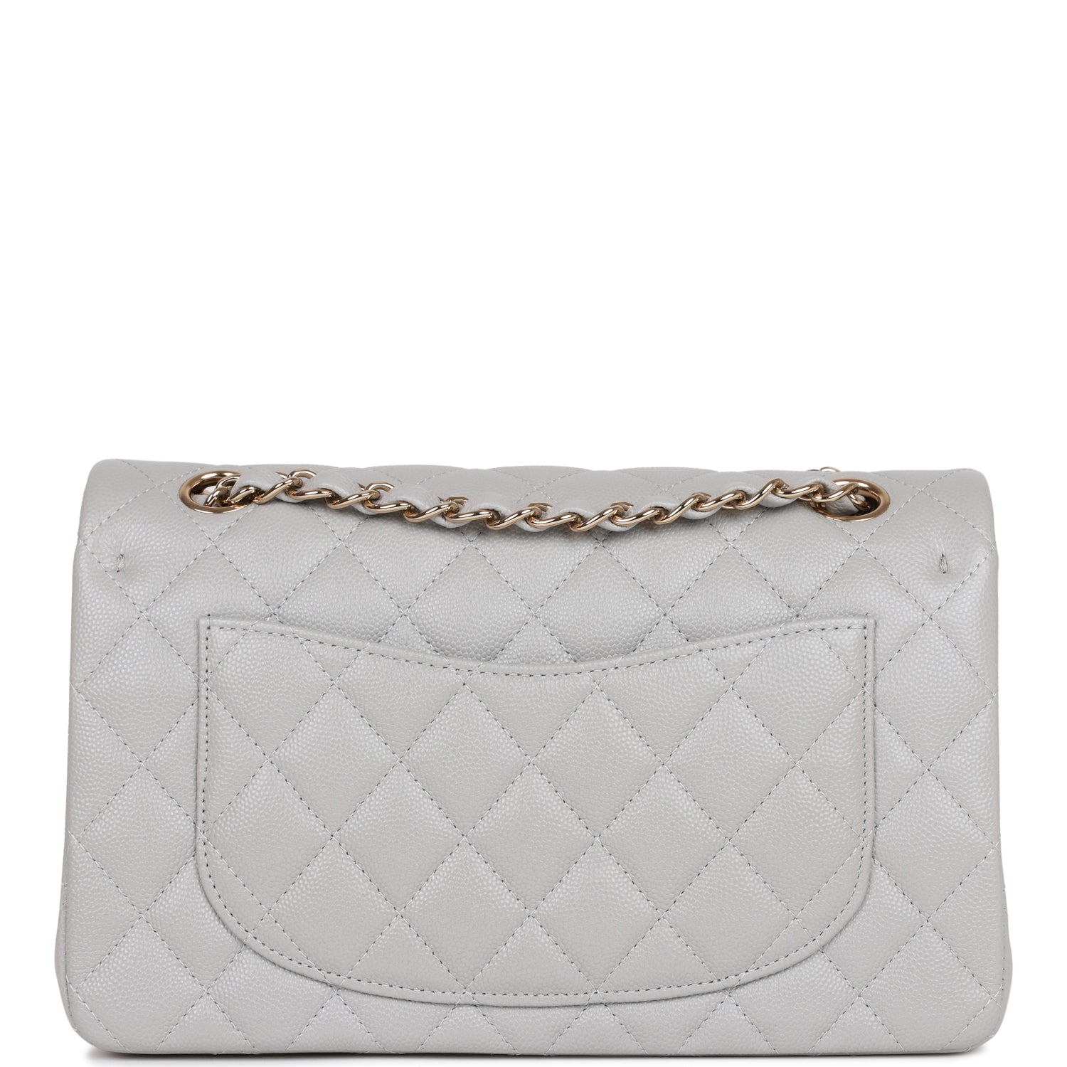Chanel Small Classic Double Flap Grey Caviar Light Gold Hardware - Image 4