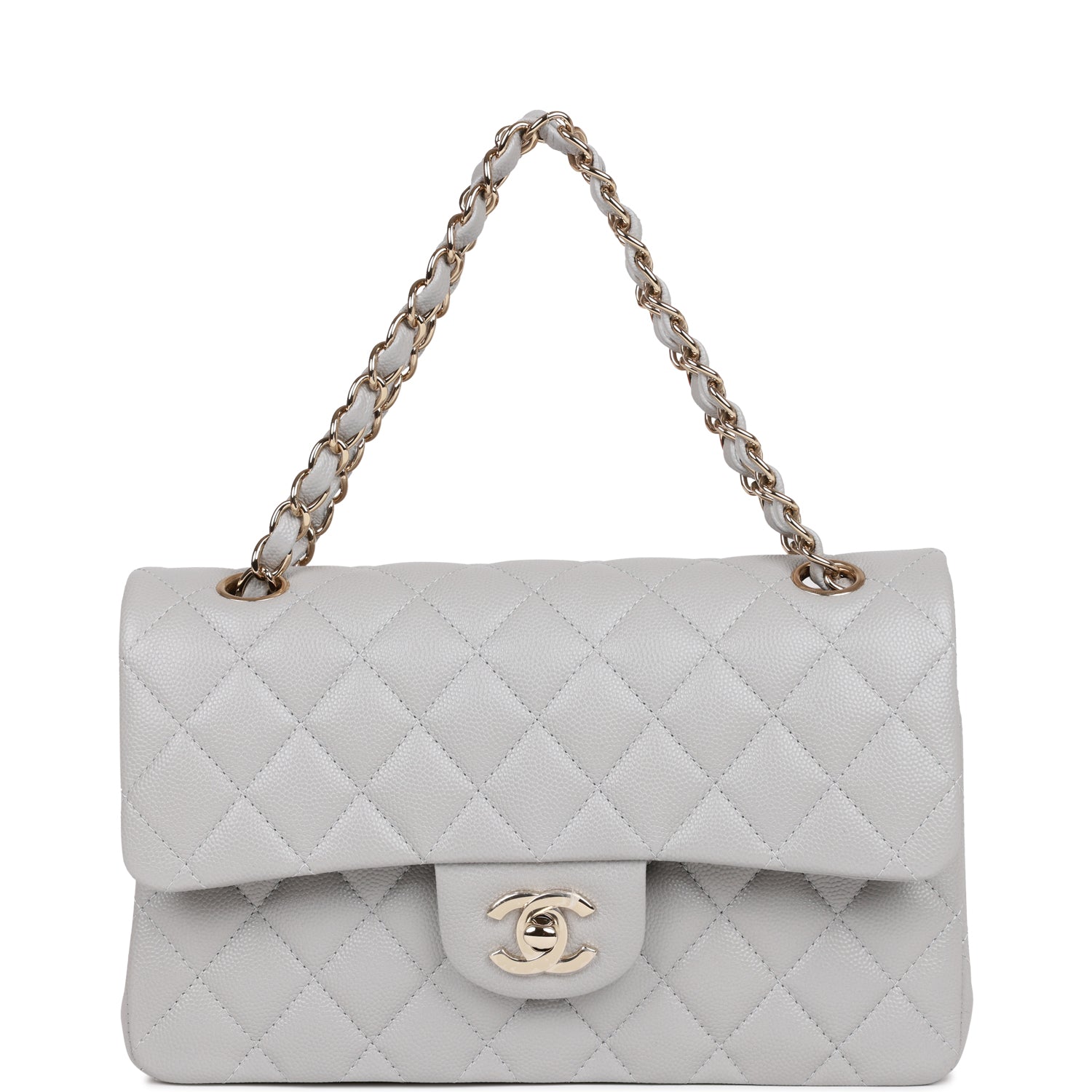 Chanel Small Classic Double Flap Grey Caviar Light Gold Hardware - Image 7