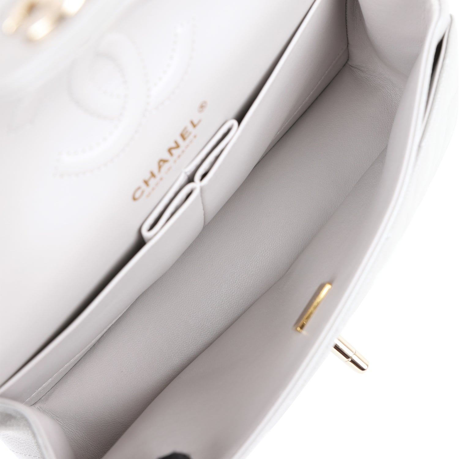 Chanel Small Classic Double Flap Grey Caviar Light Gold Hardware - Image 8
