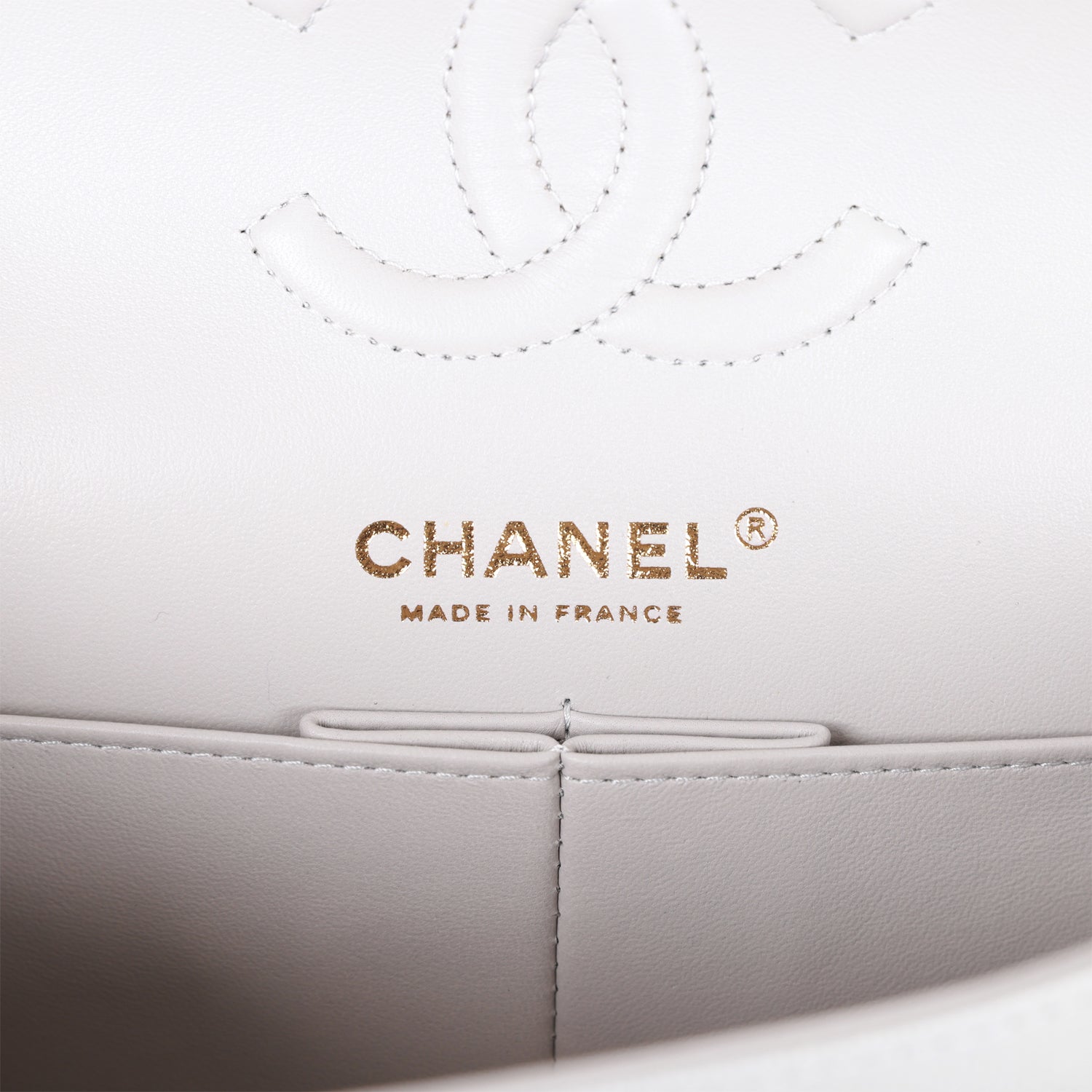 Chanel Small Classic Double Flap Grey Caviar Light Gold Hardware - Image 9