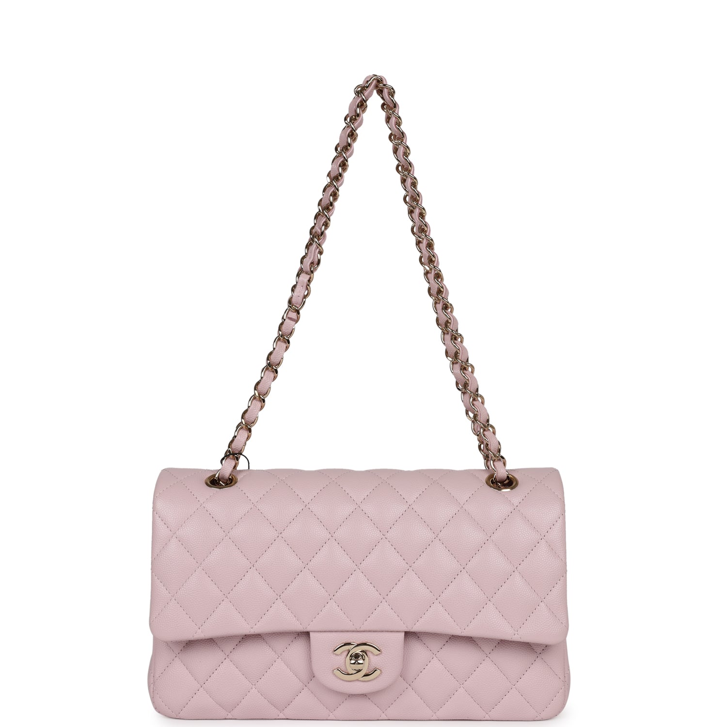 Chanel Medium Classic Double Flap Light Pink Caviar Light Gold Hardware - Image 7
