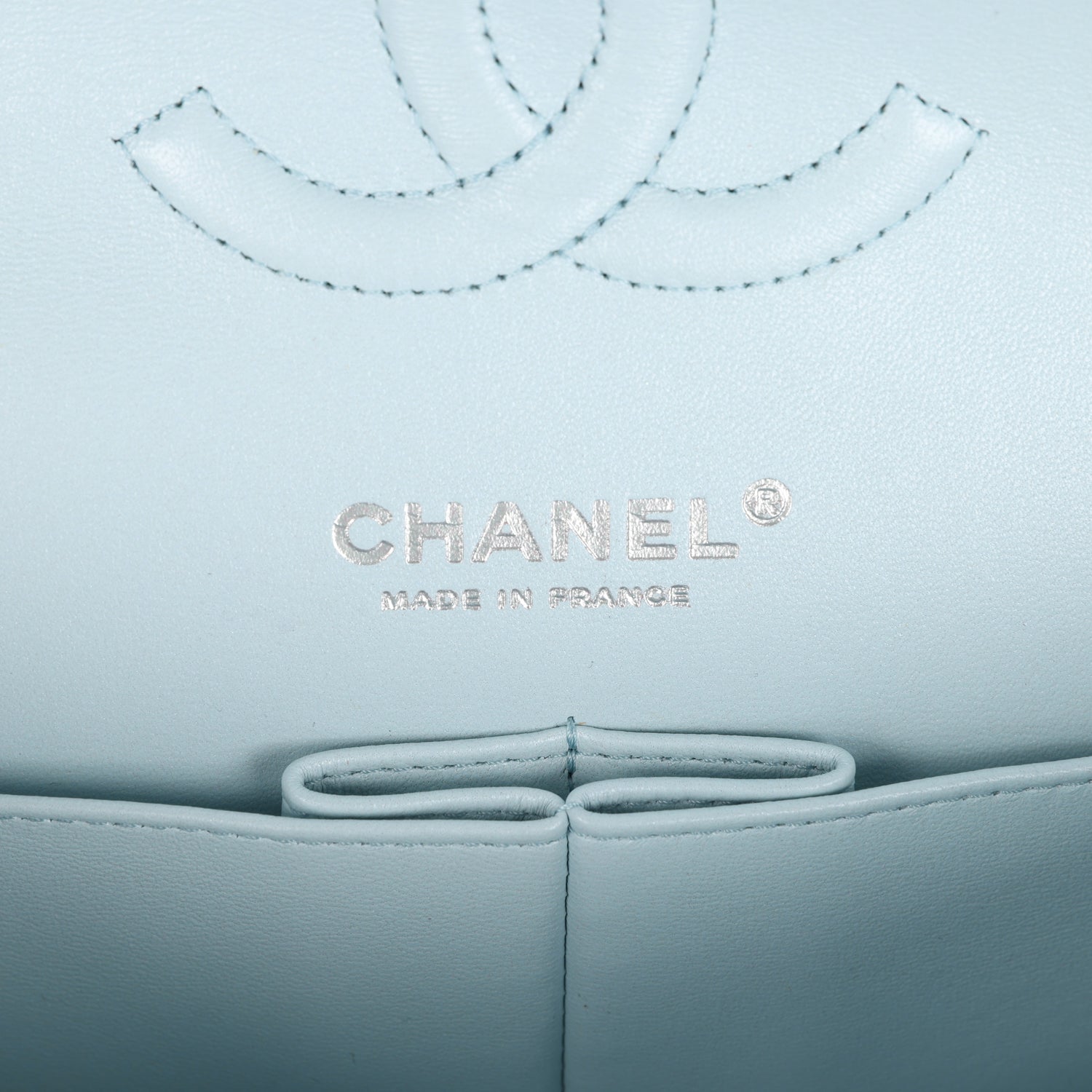Chanel Medium Classic Double Flap Light Blue/Light Purple/White Ombre Metallic Lambskin Silver Hardware - Image 8